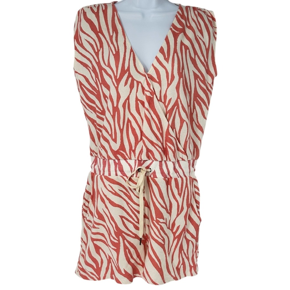 n:philanthropy Royce Romper Tropical Abstract Coral Zebra Print Sleeveless‎